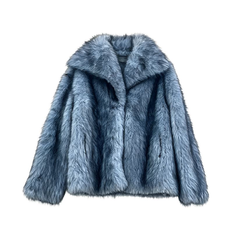 Chaqueta de invierno de pelo largo-con solapas extragrandes